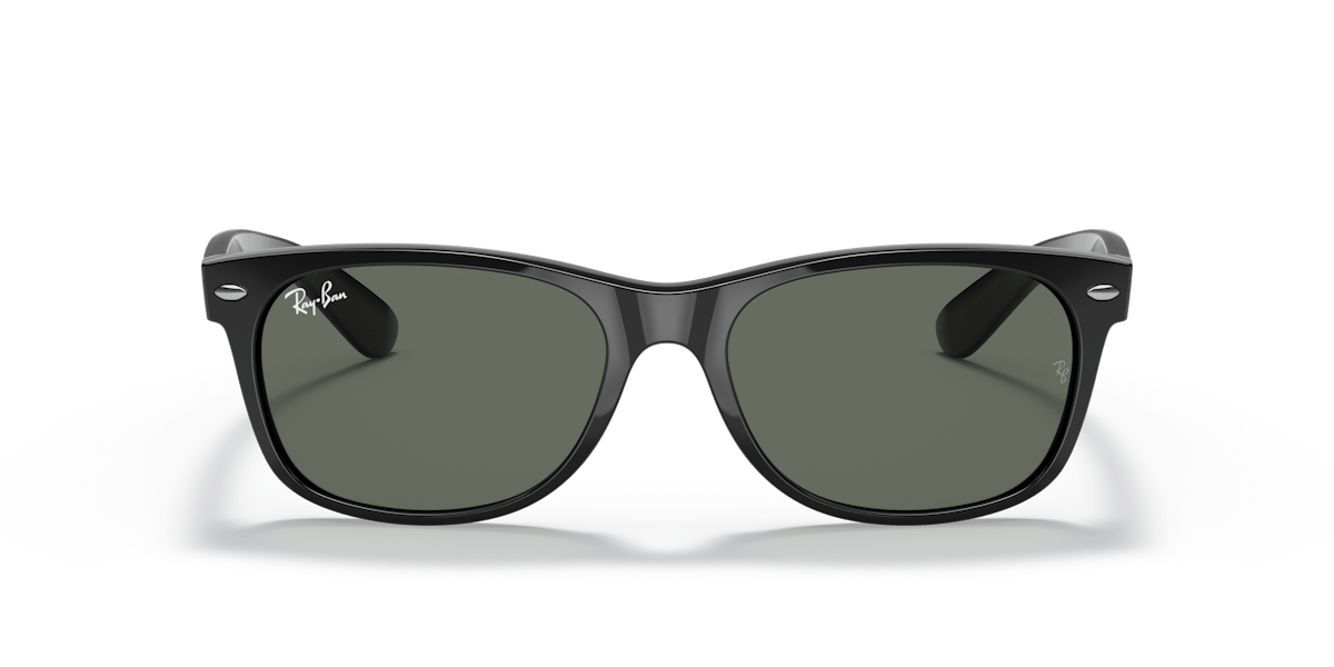 Ray-Ban New Wayfarer RB2132 901 black frame green lenses
