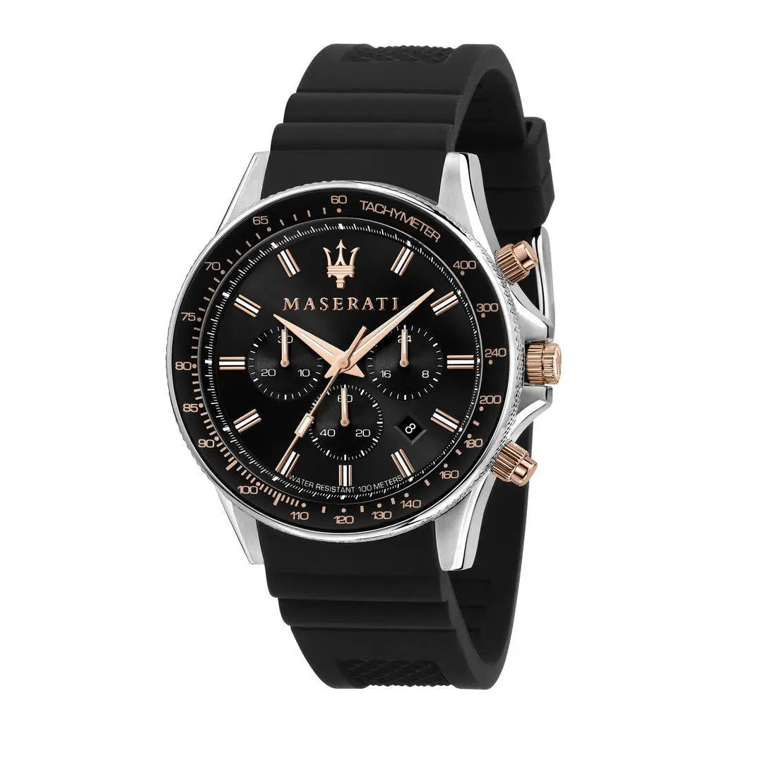 Maserati Sfida R8871640002 Black Chronograph Silicone Strap Men's Watch