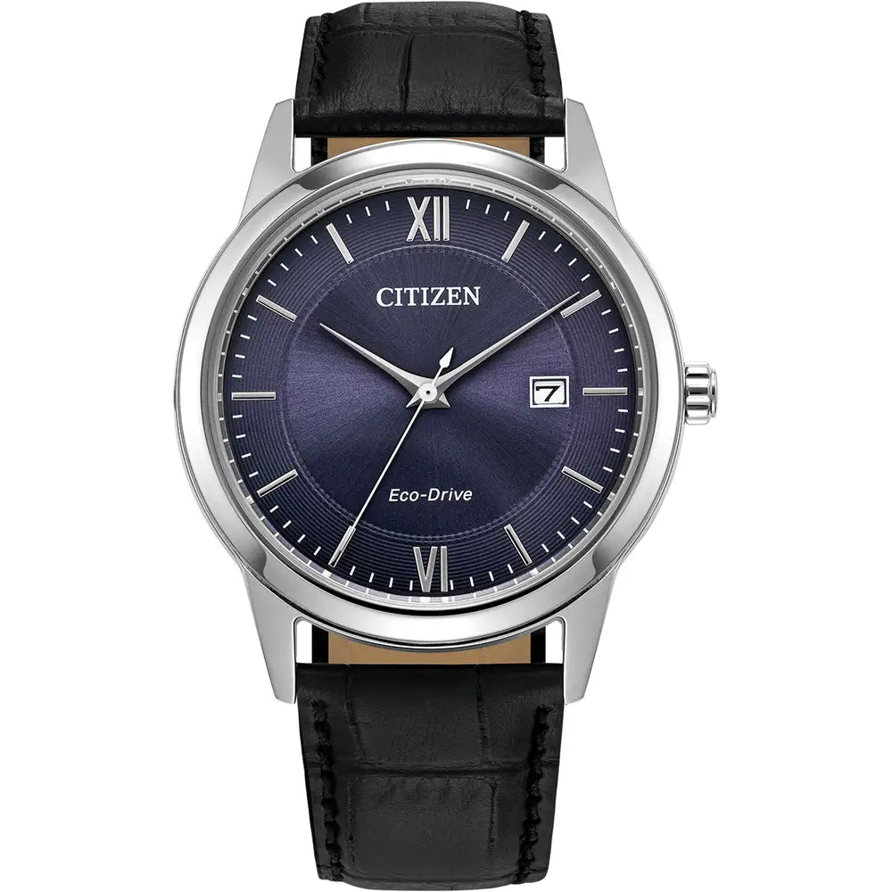 Citizen Eco-Drive AW1780-09L Men's Blue Dial Leather Strap Watch