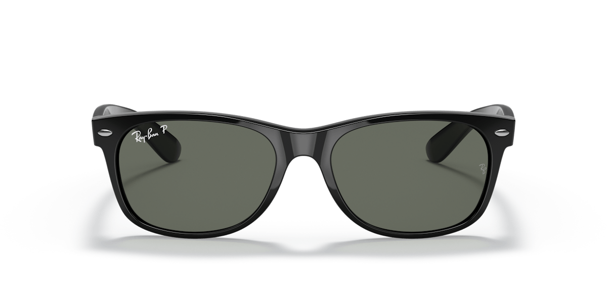 Ray-Ban New Wayfarer RB2132 901/58 black polarised green lenses