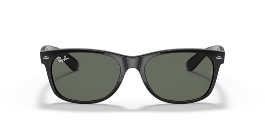Ray-Ban New Wayfarer RB2132 901 black frame green lenses