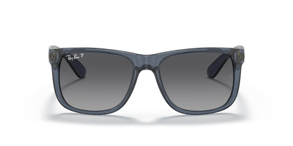 Ray-Ban Justin RB4165 6596T3 transparent blue grey polarised lenses