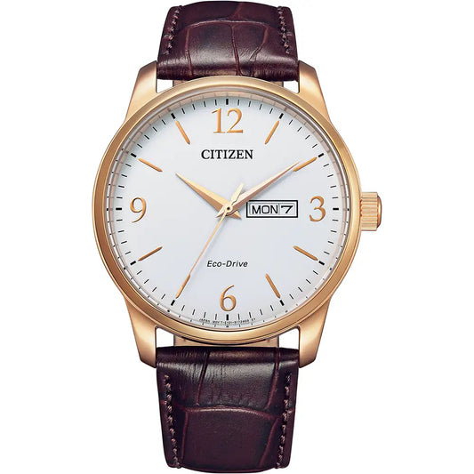 Citizen Eco-Drive BM8553-16A Men's White Dial Leather Strap Watch