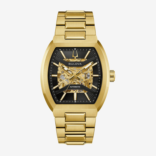 Bulova Maquina 97A207 Black Dial Gold-Tone Watch - London Time Watches