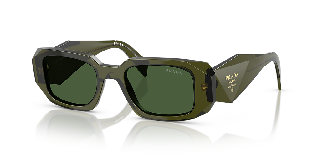 Prada Symbole PR 17WS 19Z-1I0 Transparent Bottle Green Sunglasses