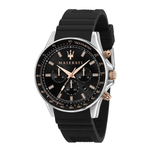 Maserati Sfida R8871640002 Black Chronograph Silicone Strap Men's Watch