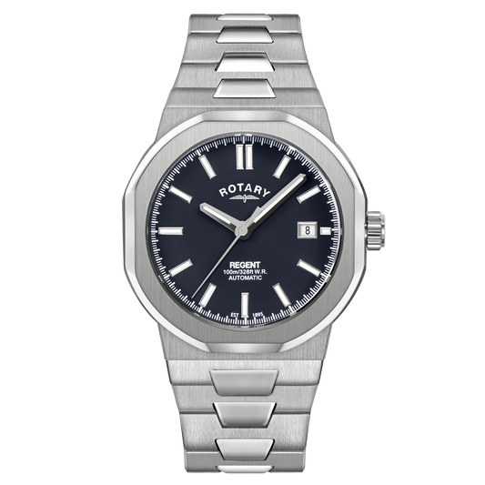 Rotary Regent Automatic GB05410/05 stainless steel men's watch with blue dial