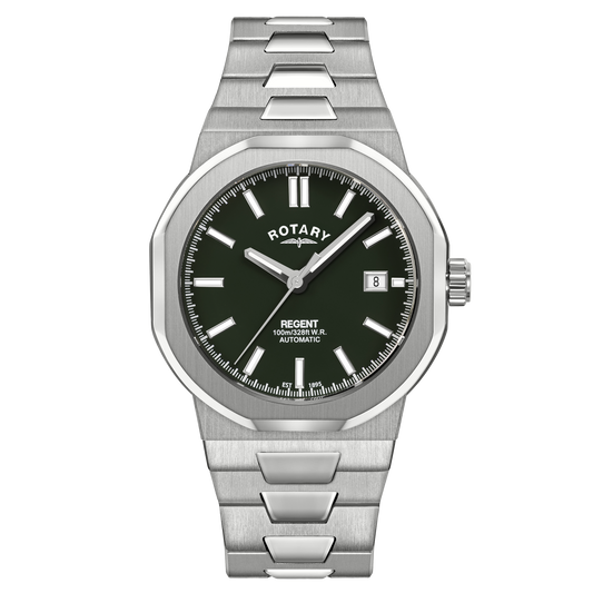 Rotary Regent Automatic GB05410/24 stainless steel men's watch with green dial