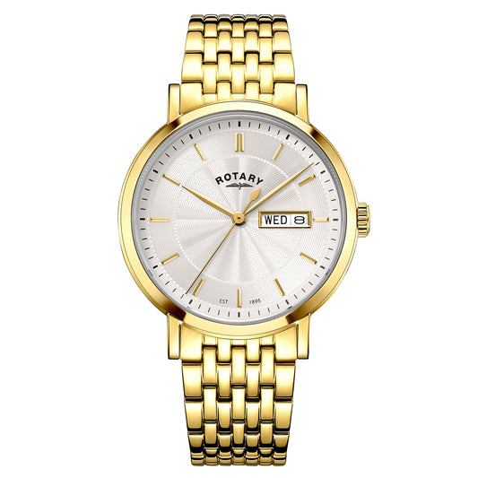 Rotary Heritage GB05423/02 gold men's watch with white dial