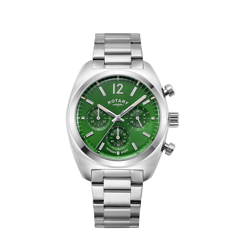 Rotary RW 1895 Chronograph GB05485/24 stainless steel men's watch with green dial