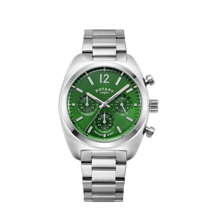 Rotary RW 1895 Chronograph GB05485/24 stainless steel men's watch with green dial