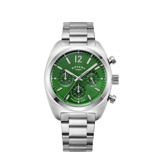Rotary RW 1895 Chronograph GB05485/24 stainless steel men's watch with green dial