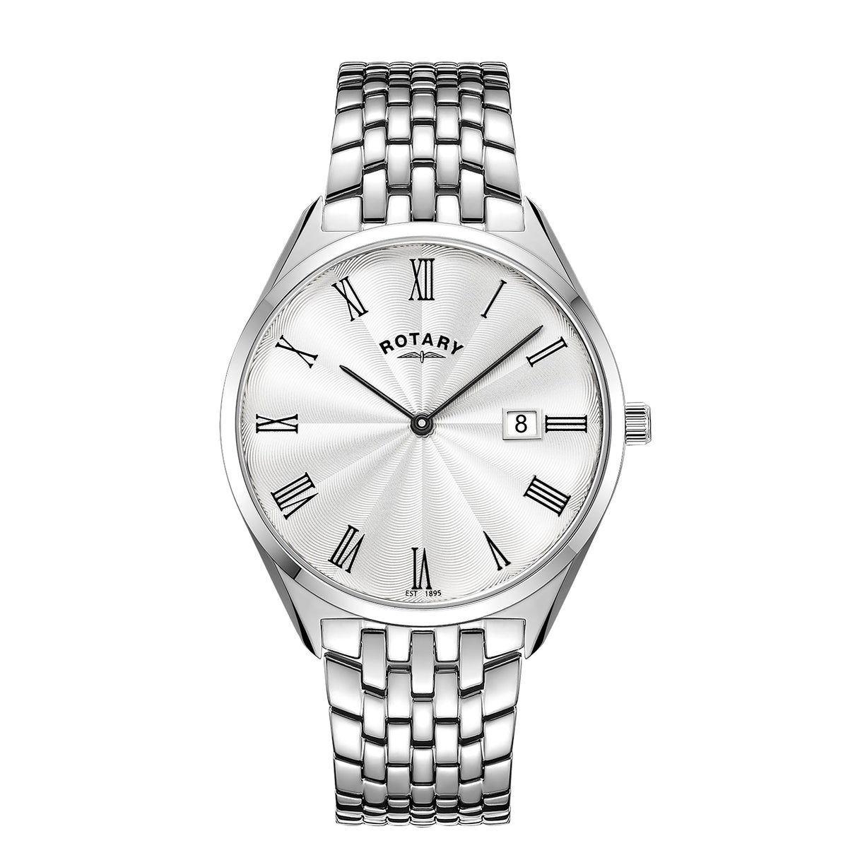 Rotary Ultra Slim GB08010/01 stainless steel men's watch with silver dial