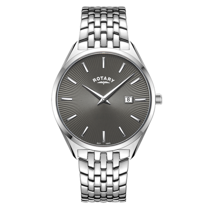 Rotary Ultra Slim GB08010/74 stainless steel men's watch with grey dial