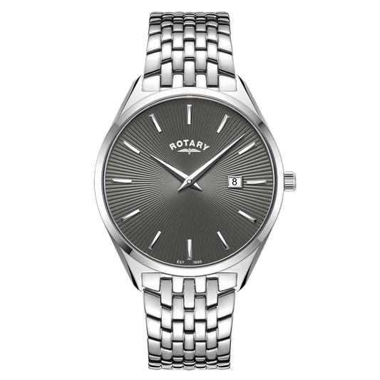 Rotary Ultra Slim GB08010/74 stainless steel men's watch with grey dial