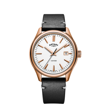 Rotary Contemporary GS05094/02 rose gold men's watch with black leather strap