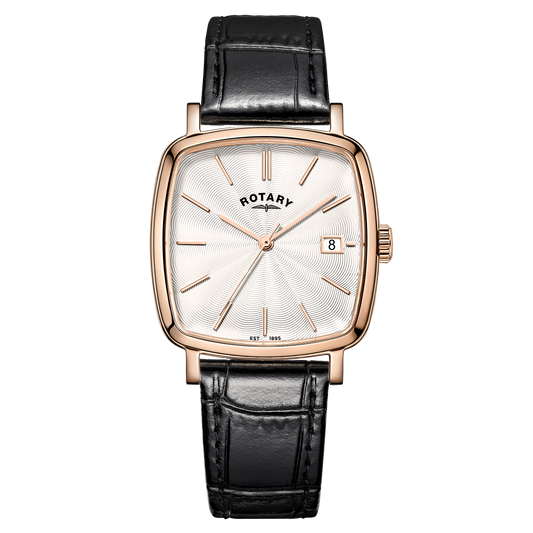 Rotary Heritage Astoria GS05309/01 rose gold men's watch with white guilloche dial