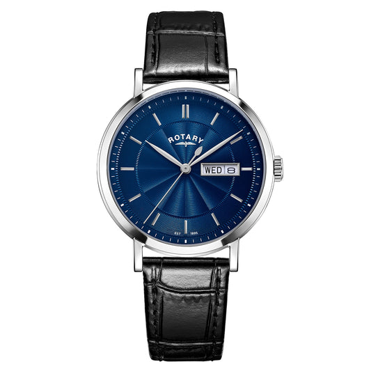 Rotary Heritage GS05420/05 stainless steel men's watch with blue guilloche dial