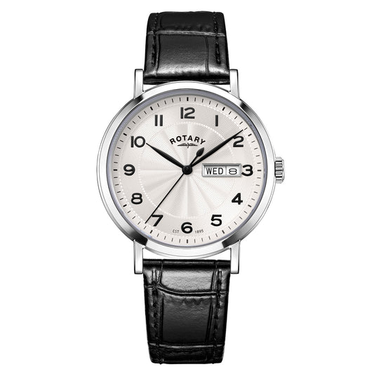 Rotary Heritage GS05420/22 stainless steel men's watch with white guilloche dial