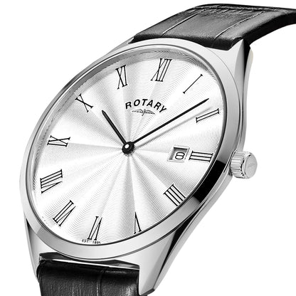 Rotary GS08010/01 silver guilloche dial with Roman numerals