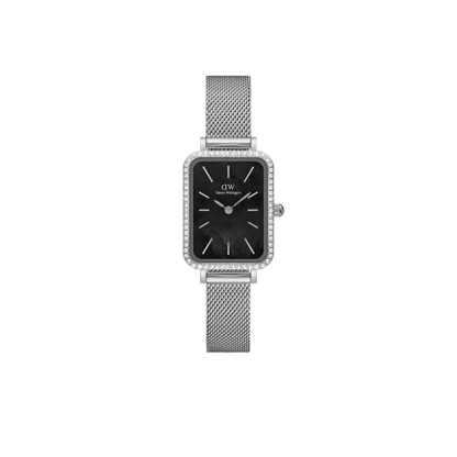Daniel Wellington Quadro Lumine Bezel Sterling Black Mother of Pearl DW00100667 Women's Watch