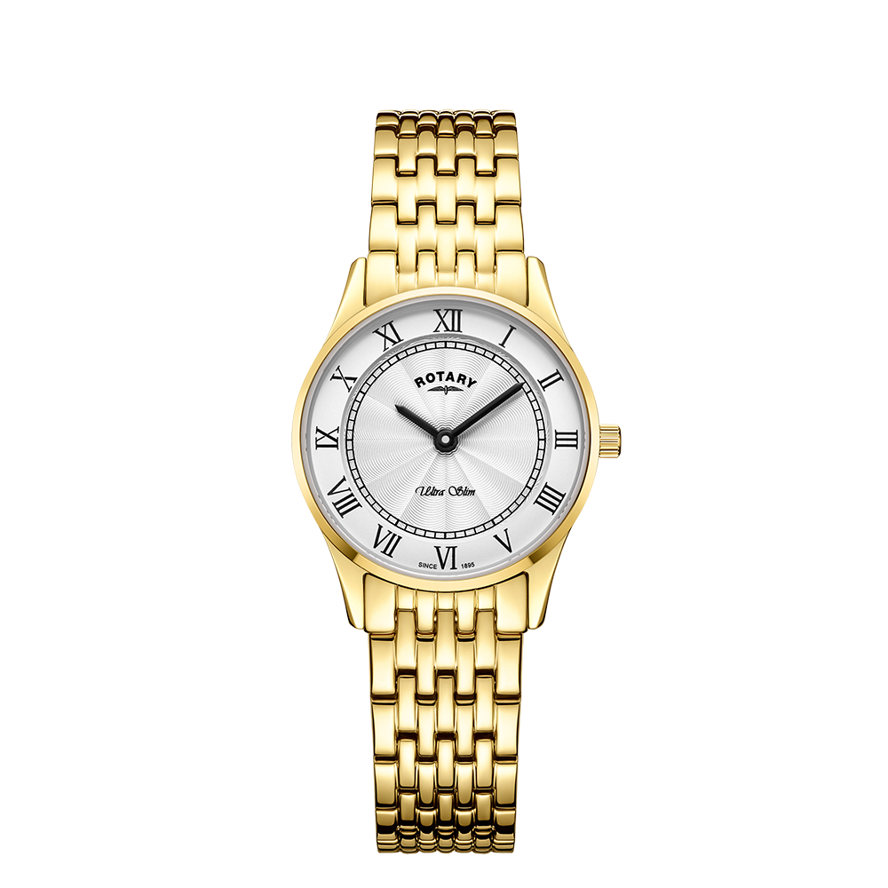 Rotary Ultra Slim LB08303/01 gold ladies' watch with white dial