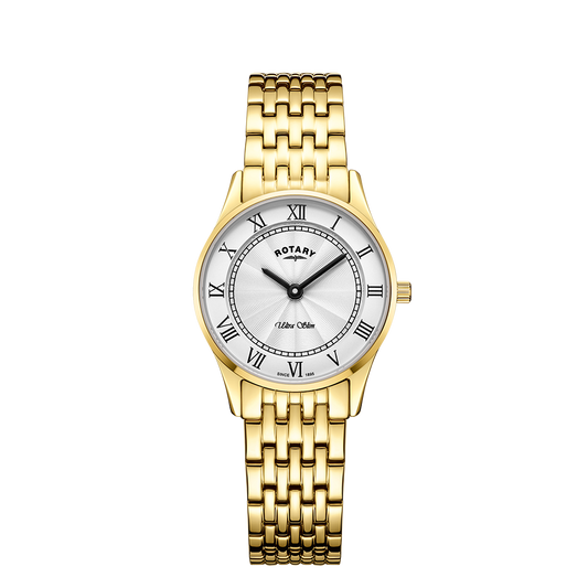 Rotary Ultra Slim LB08303/01 gold ladies' watch with white dial
