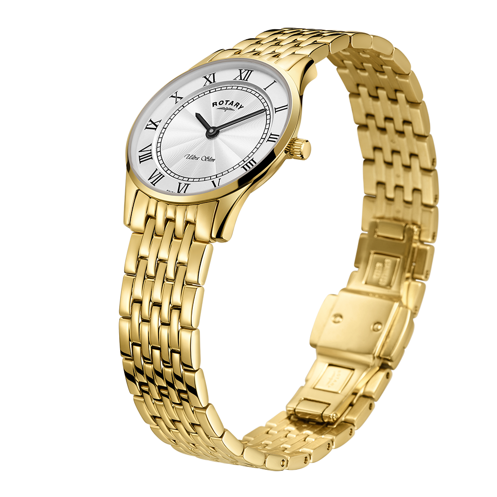 Rotary LB08303/01 white guilloche dial with Roman numerals