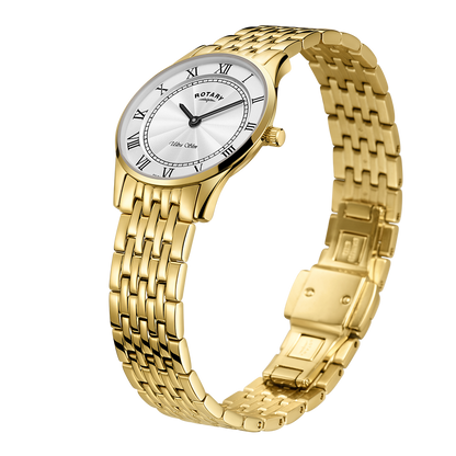 Rotary LB08303/01 white guilloche dial with Roman numerals
