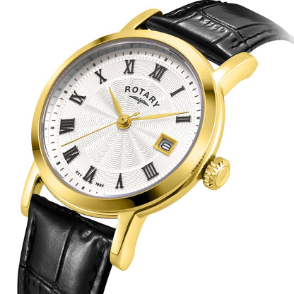 Rotary LS05423/01 white guilloche dial with Roman numerals