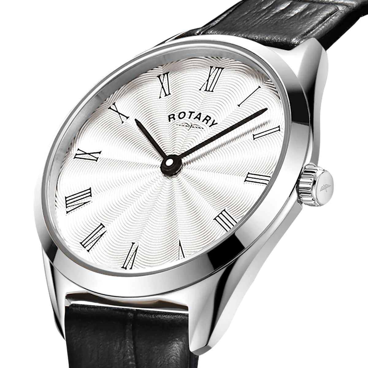 Rotary LS08010/01 silver guilloche dial with Roman numerals