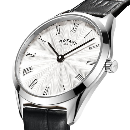 Rotary LS08010/01 silver guilloche dial with Roman numerals