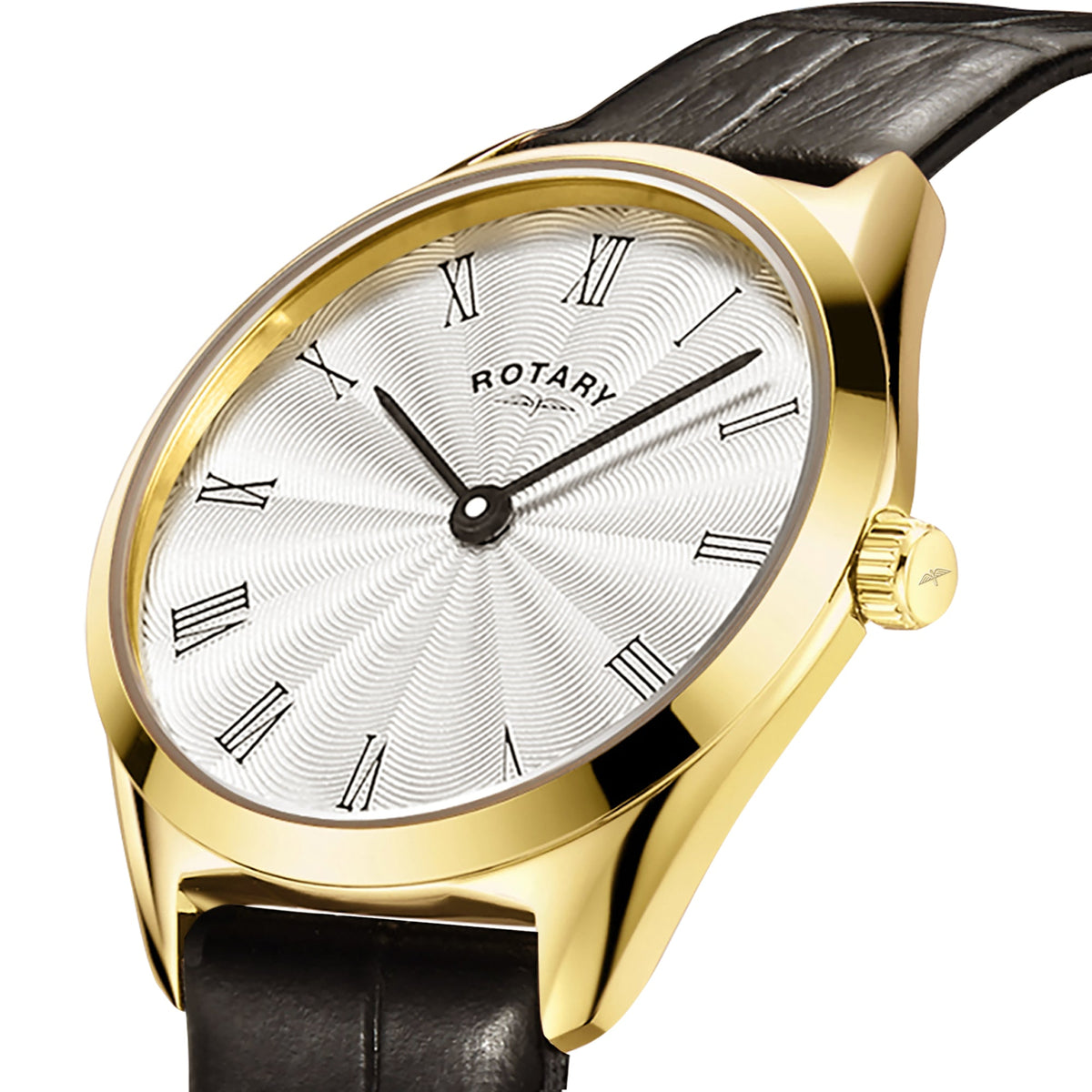 Rotary LS08013/01 silver guilloche dial with Roman numerals