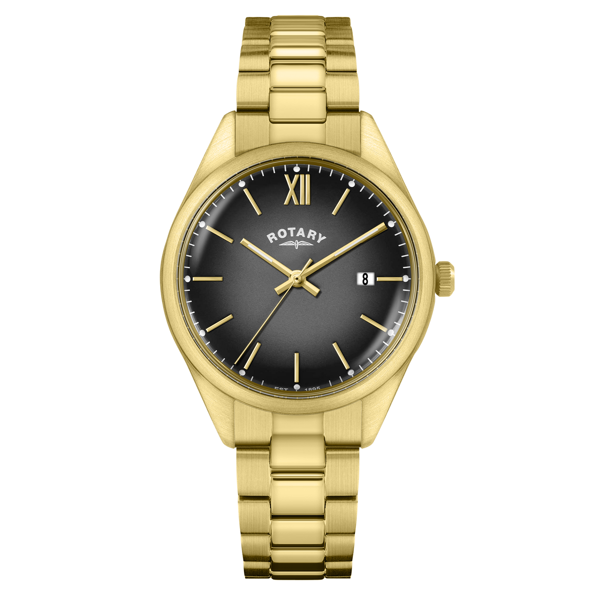 Rotary Heritage RGB10003/74 gold men's watch with black dial