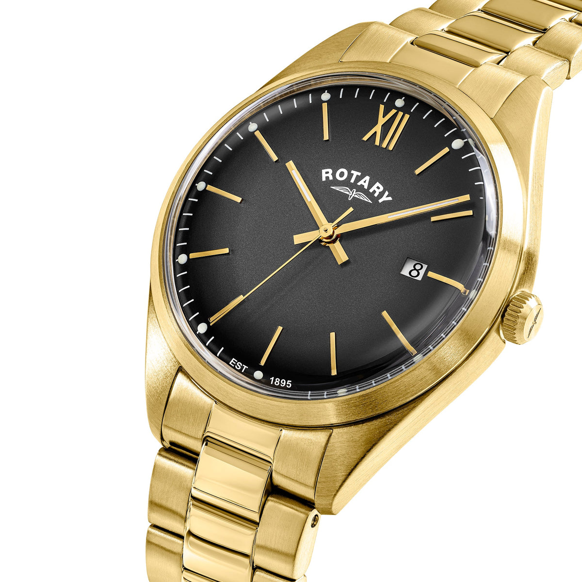 Rotary RGB10003/74 black dial with date window