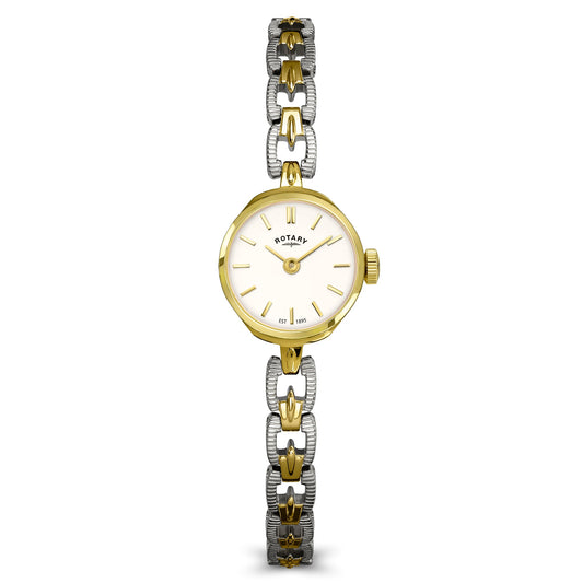 Rotary 1895 RLB10003/70 two-tone ladies' watch with white dial
