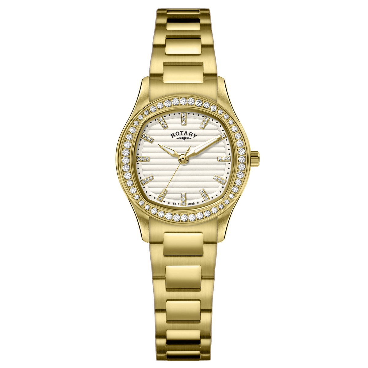 Rotary Brilliance RLB10018/01 gold ladies' watch with crystal bezel