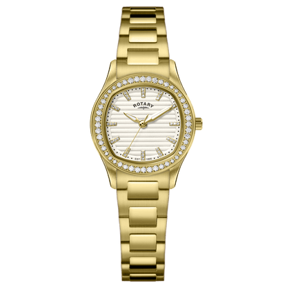 Rotary Brilliance RLB10018/01 gold ladies' watch with crystal bezel