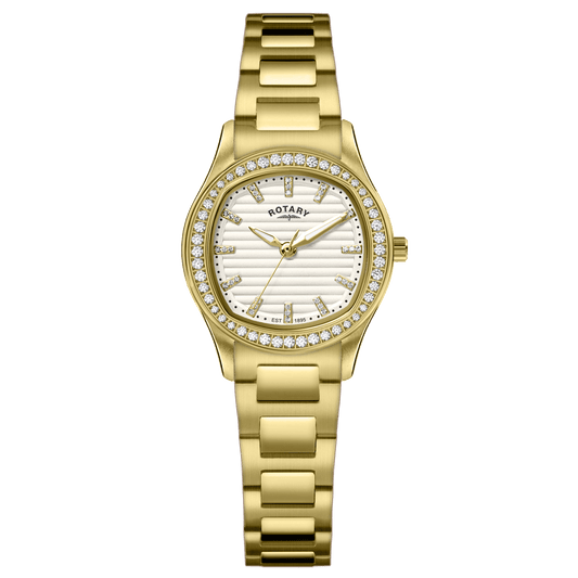 Rotary Brilliance RLB10018/01 gold ladies' watch with crystal bezel
