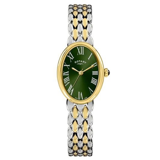 Rotary Heritage Astoria RLB10025/24 two-tone ladies' watch with green dial