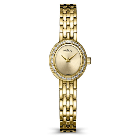Rotary Cocktail RLB10060/03 gold ladies' watch with champagne dial and crystal bezel