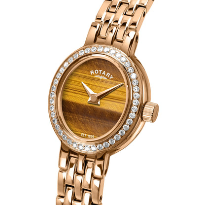 Rotary RLB10062/05 tiger's eye stone dial close-up