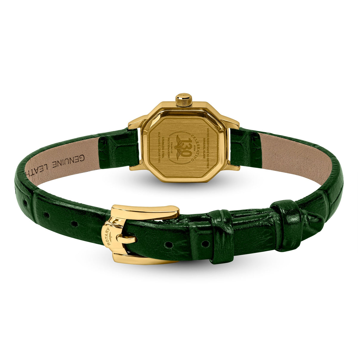 Rotary RLS10056/28 green leather strap