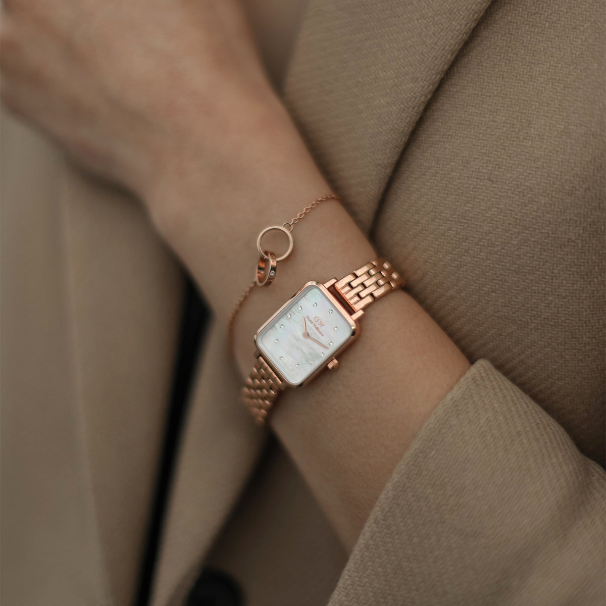 Daniel Wellington Quadro Lumine 5-Link Melrose White Mother of Pearl DW00100620
